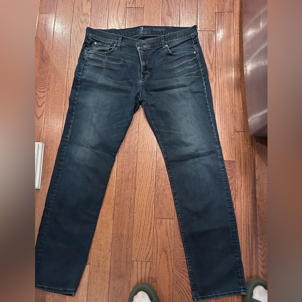 7 For All Mankind Men's Dark Blue Straight Jeans
